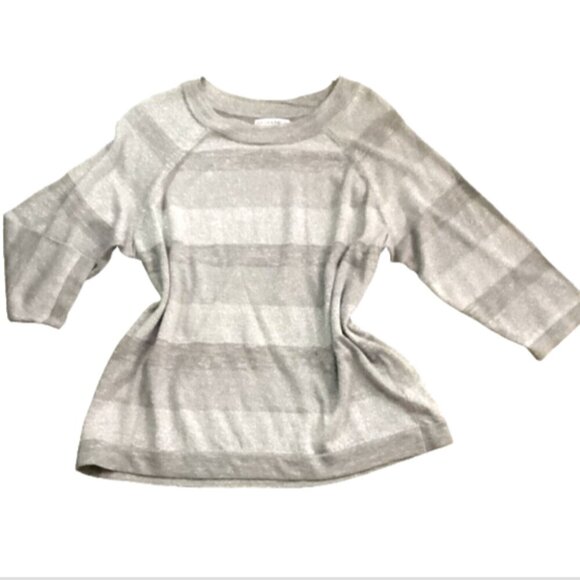 Vintage SAG HARBOR Woman Silver Metallic Striped Tunic Top Plus Sz 1X #184H - Picture 3 of 10